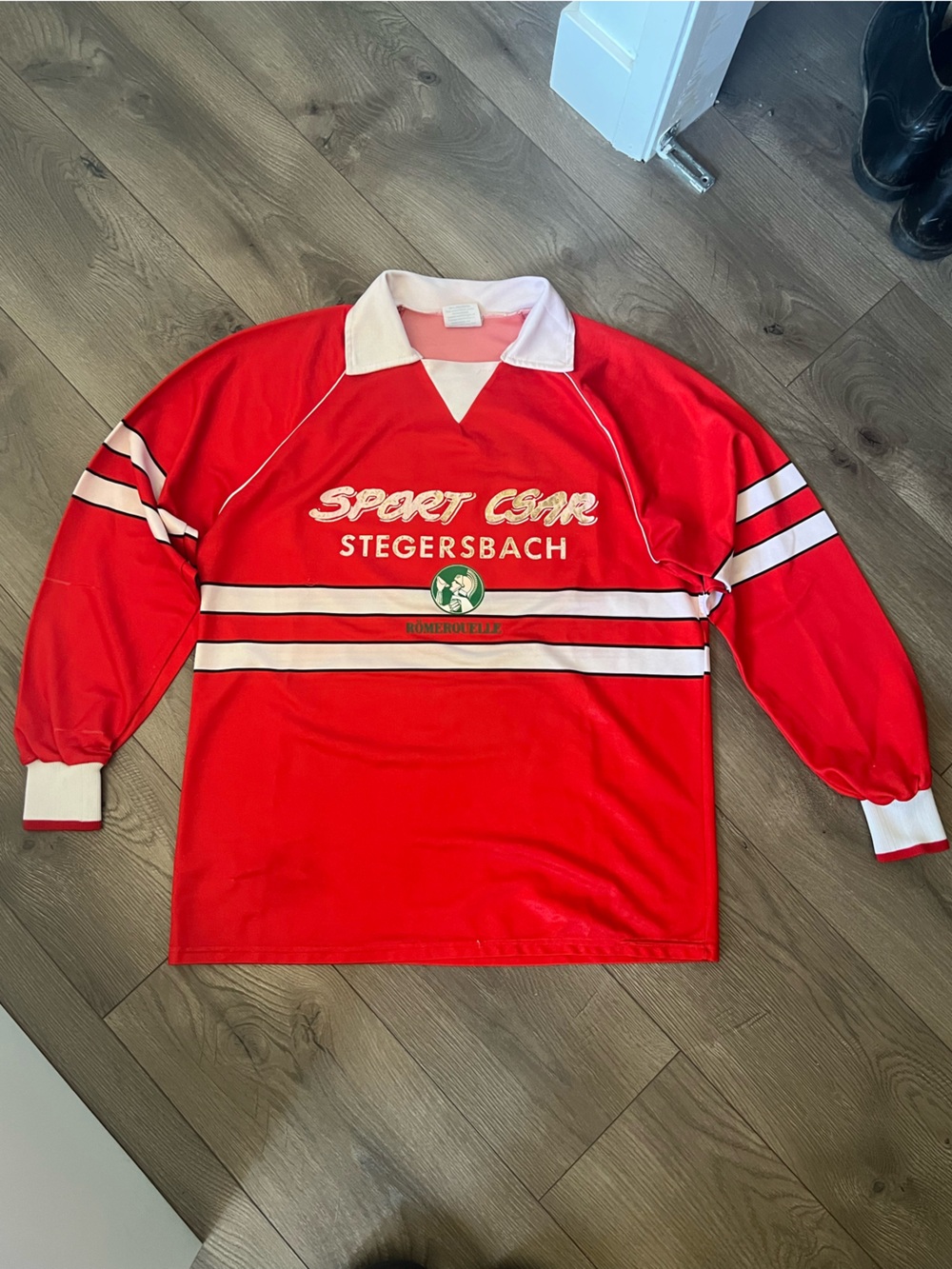 Vintage Stegersbach Red long sleeve collared soccer Jersey